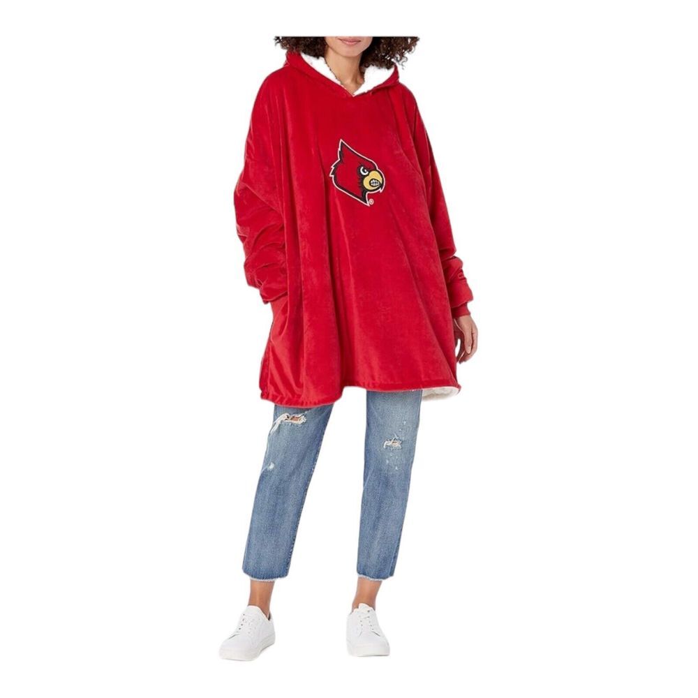 FOCO Hoodeez Unisex Louisville Cardinals Oversized Sherpa Sweatshirtโ Reversible